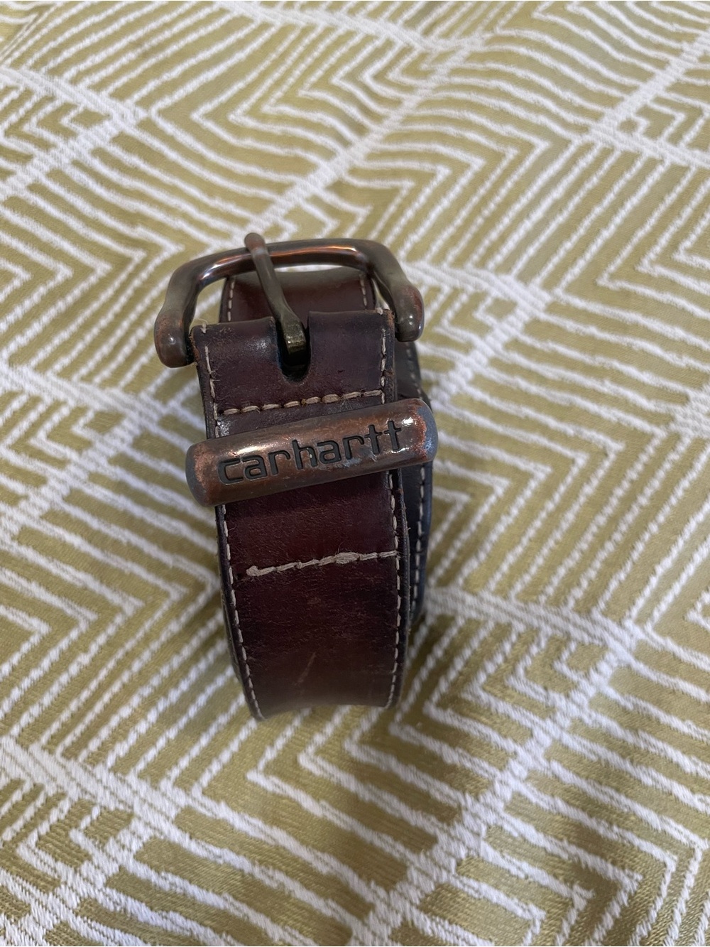Carhartt Dark Brown Leather Belt with Branded Metal Keeper